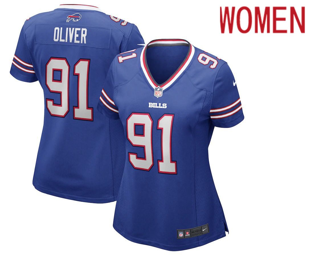 Women Buffalo Bills 91 Ed Oliver Royal Nike Game NFL Jersey